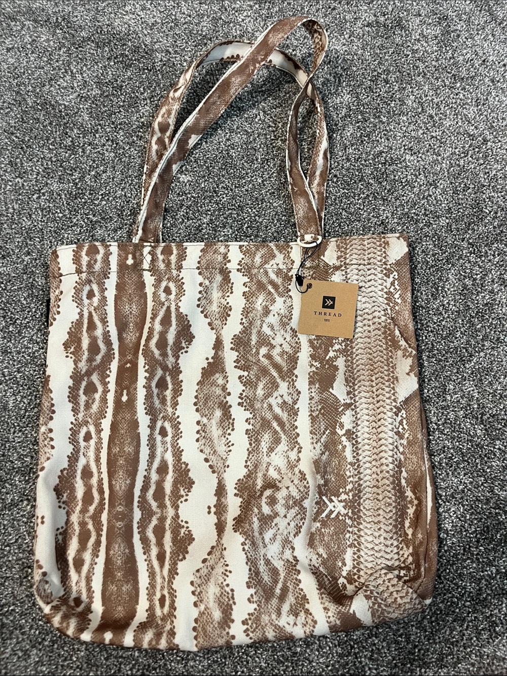 Thread Brown Snake-Print Canvas Tote